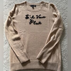 Banana Republic Merino Wool Beige Sweater with Black Script